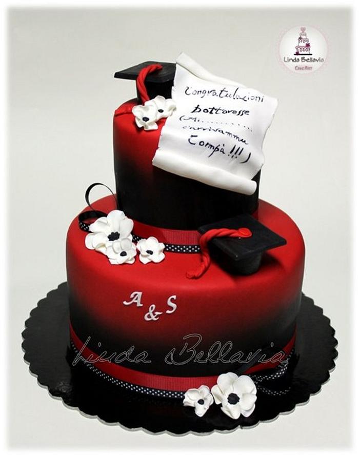 RED GRADUATION CAKE