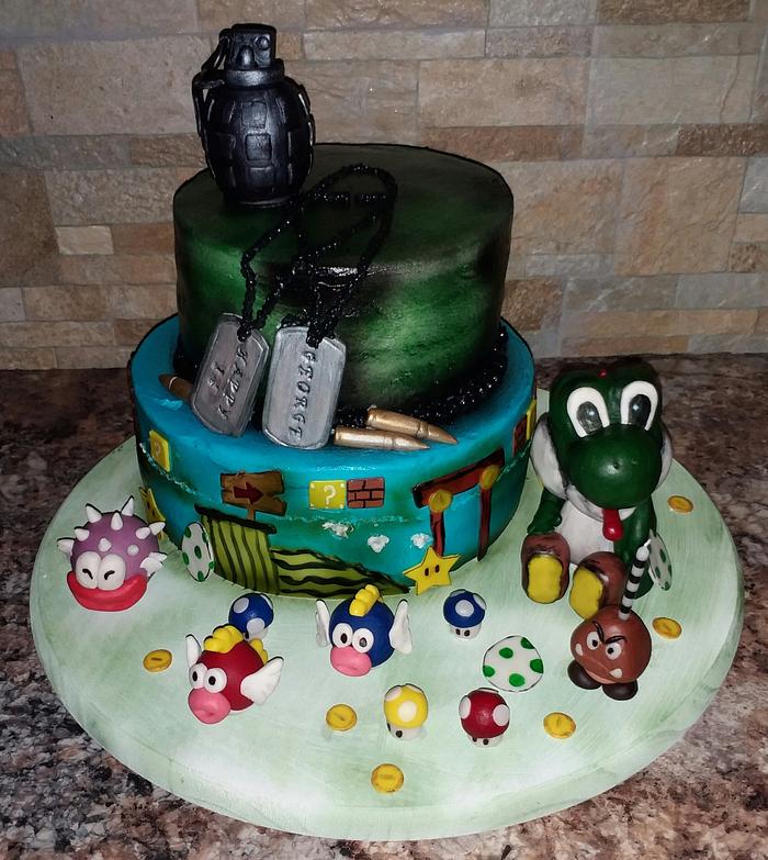 Mario Bros & Call of Duty cake