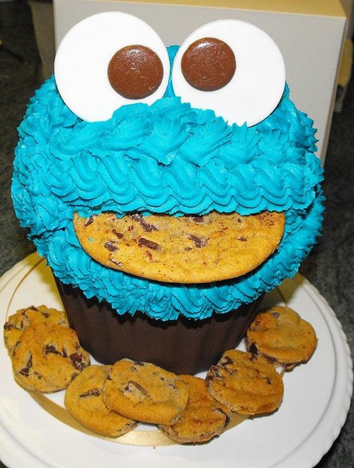 Cookie Monster Giant Cupcake