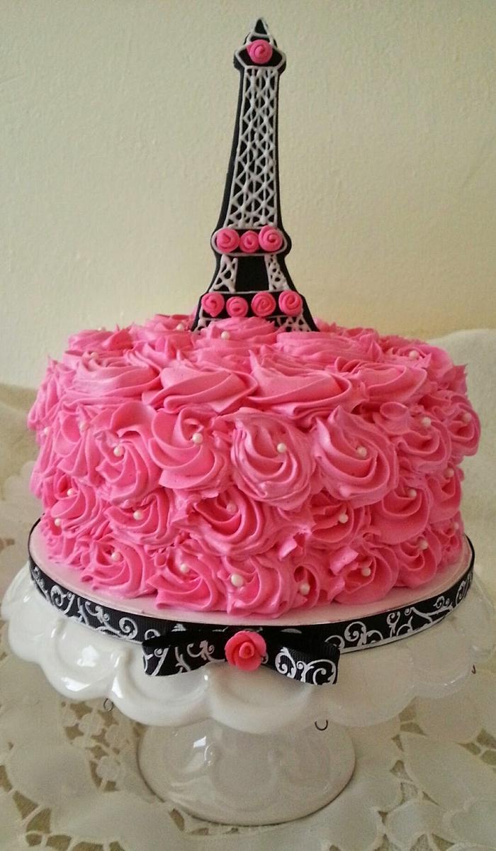 París Theme Rossettes Cake