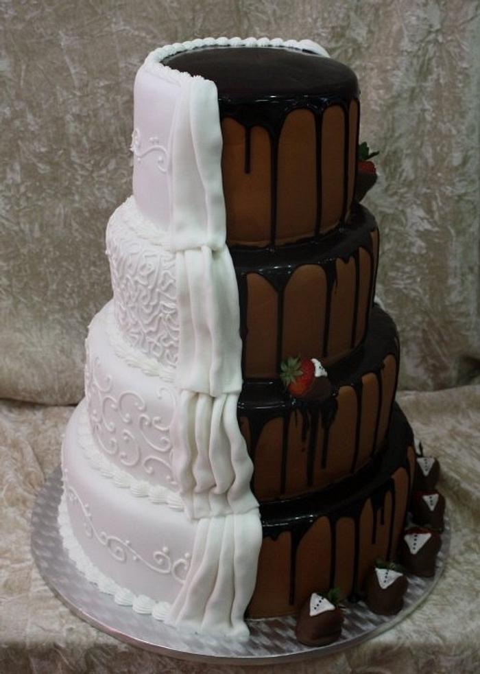 Wedding cake in brown and white