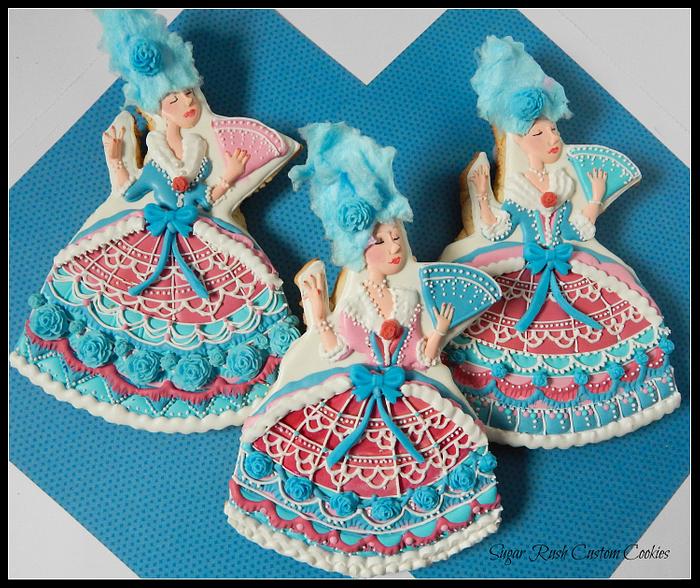 Marie Antoinette Royal Icing Dress Cookies