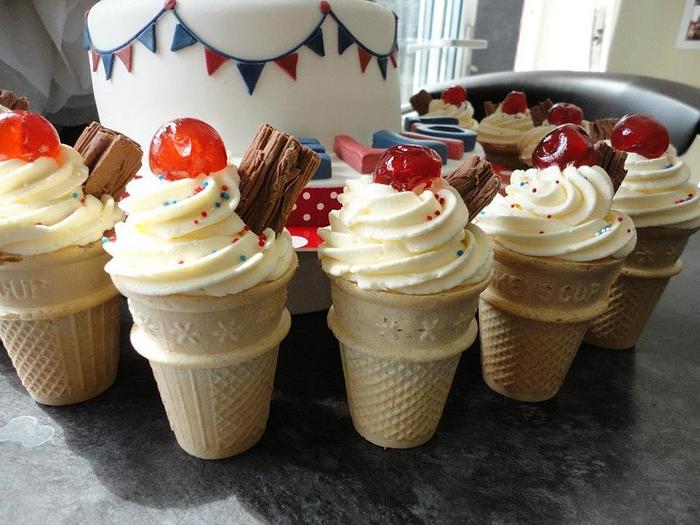 Ice cream cone cupcakes for jubilee cake