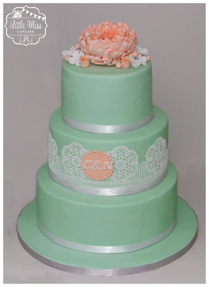 Peony wedding cake