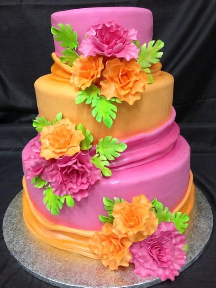 Flower color cake