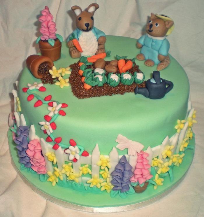 Peter rabbit and Tom kitten birthday cake 