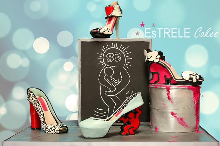 Keith Haring inspired cake and shoes