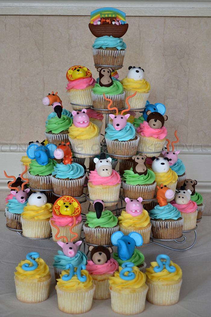 Noah's Ark Baptism Cupcakes