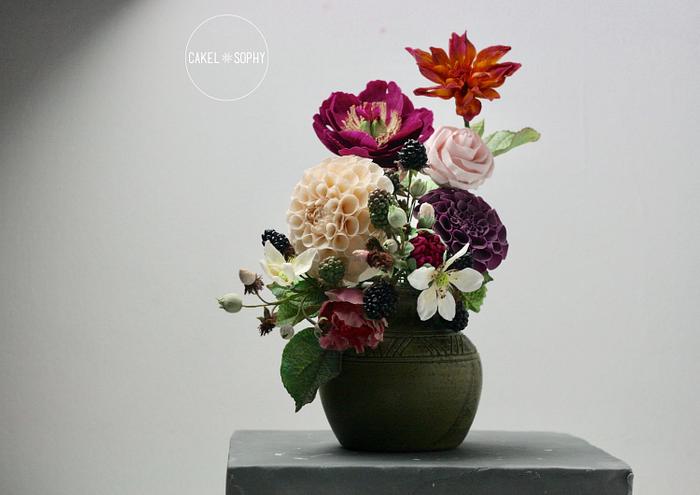 Flower Arrangement, mix of Sugar and Cold Porcelain 