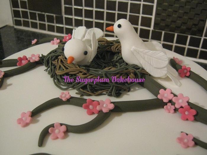 White Dove & Cherry Blossom Cake