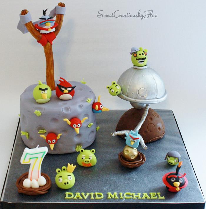 Angry Birds (In Space) Cake for my son's 7th Birthday