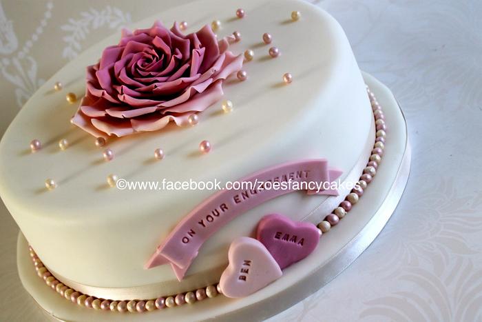 Rose engagement cake