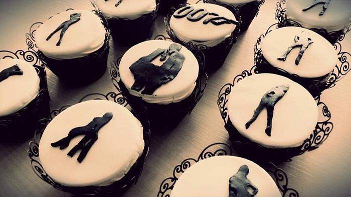 James Bond silhouette cupcakes
