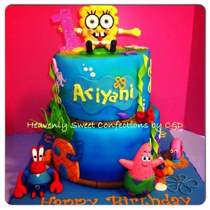 Sponge Bob Theme Birthday Cake 
