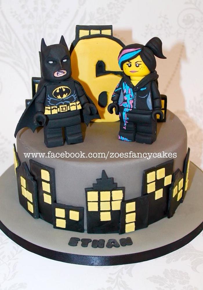 Batman and Wyldstyle cake
