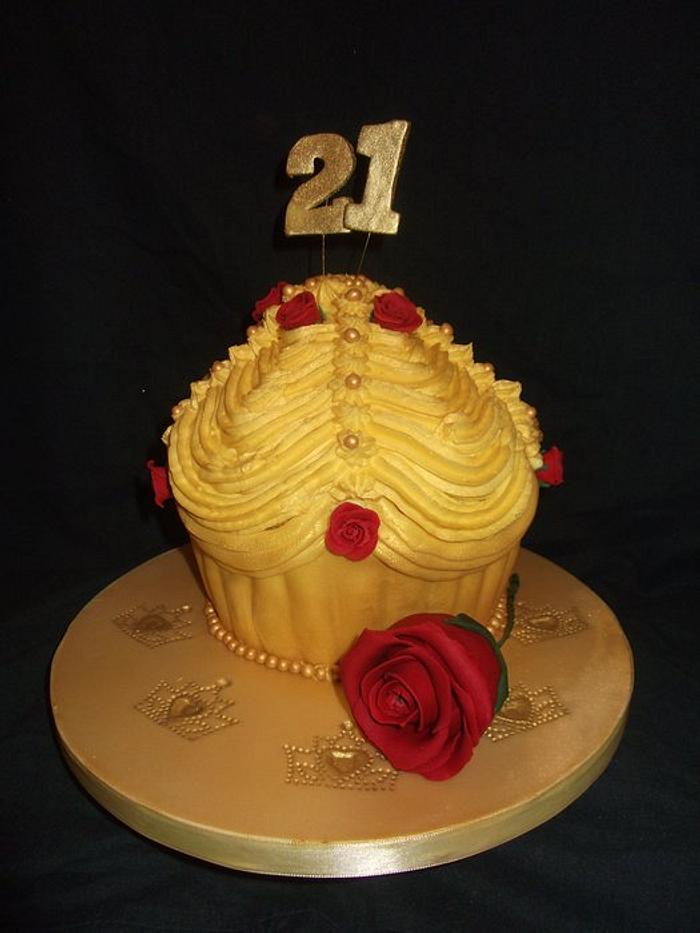 Beauty and the beast inspired giant cupcake