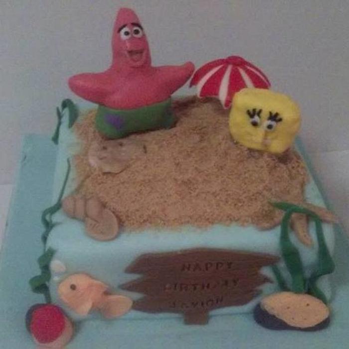Patrick and Spongebob Beach Cake