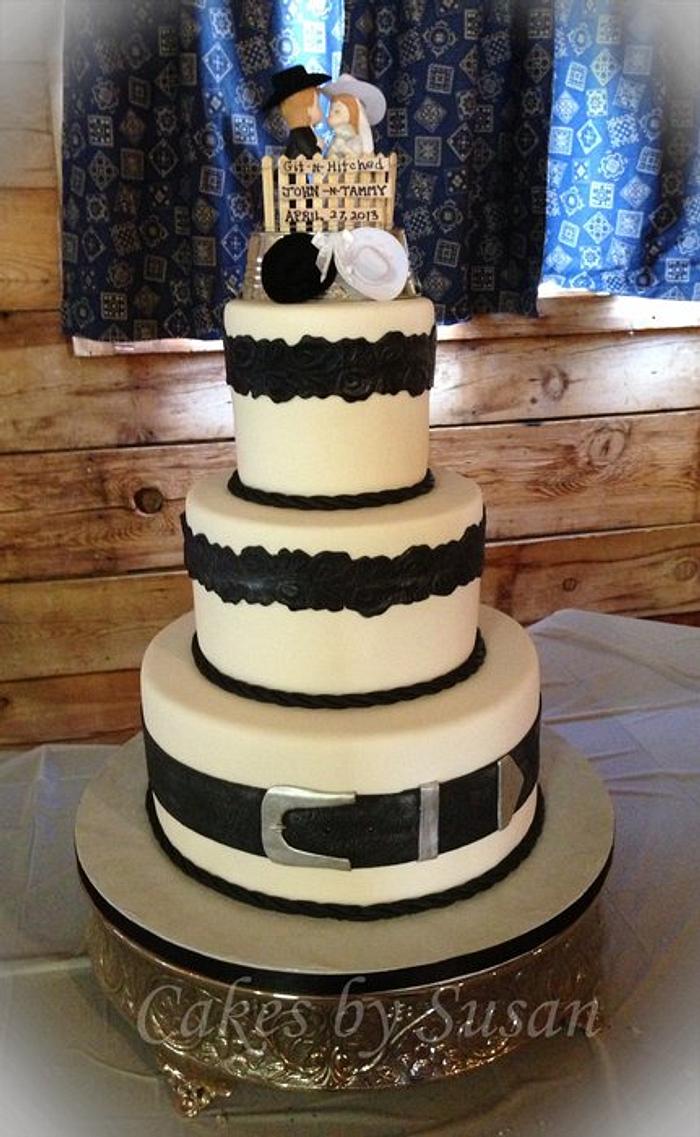 Black and White western wedding cake
