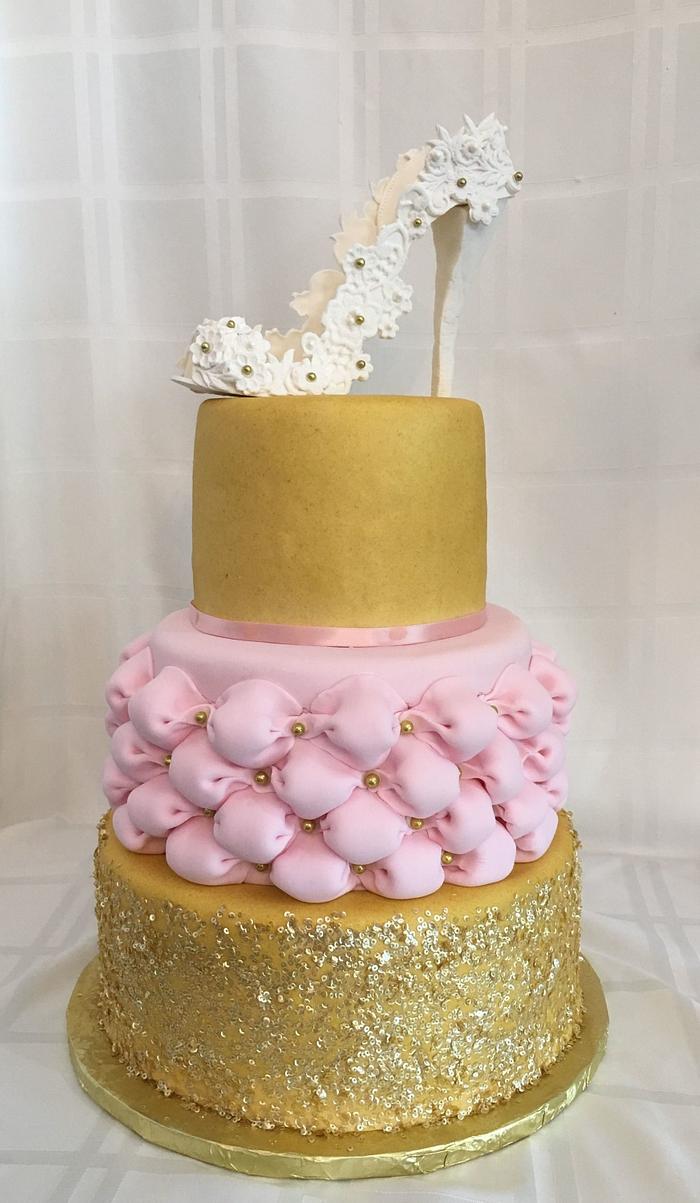 Pink & Gold Bridal Shower Cake