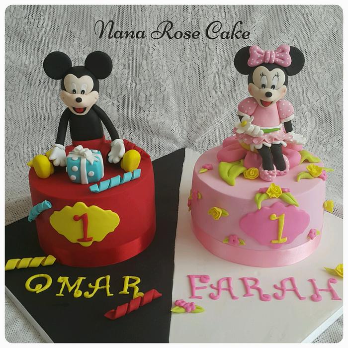 Mickey And minnie mouse cake 