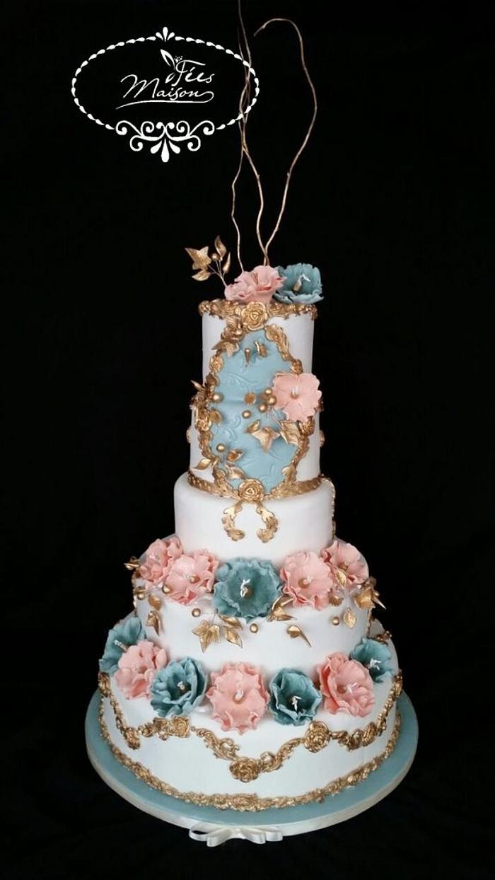 A floral wedding cake