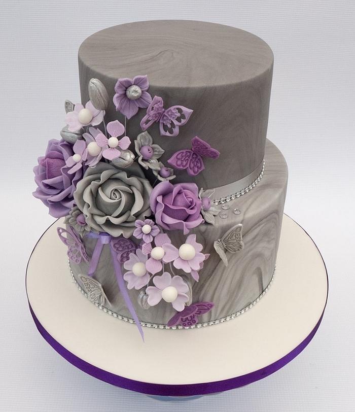 Lilac & Grey Birthday Cake.