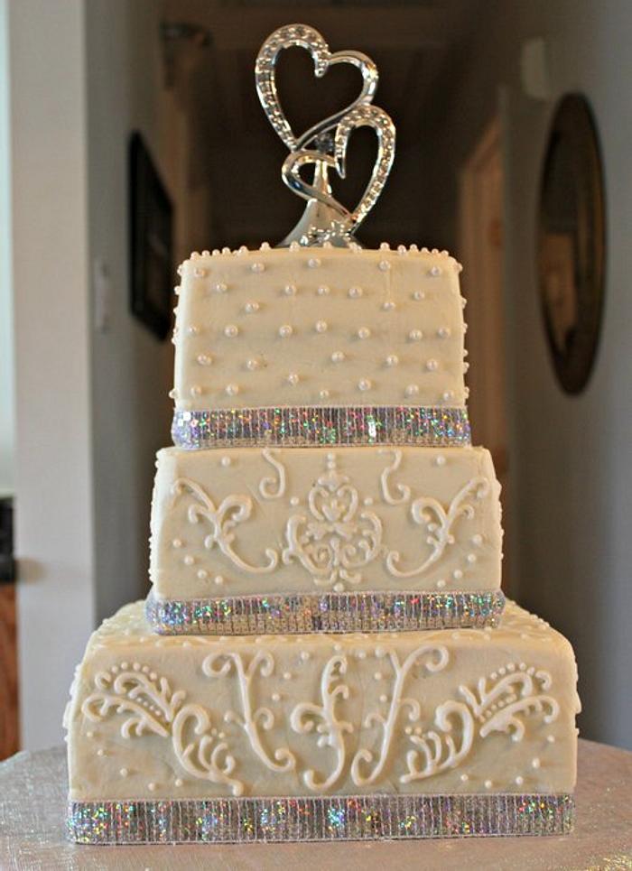 Bling wedding cake — Square Wedding Cakes | Bling wedding cakes, Square wedding  cakes, Wedding cake stands