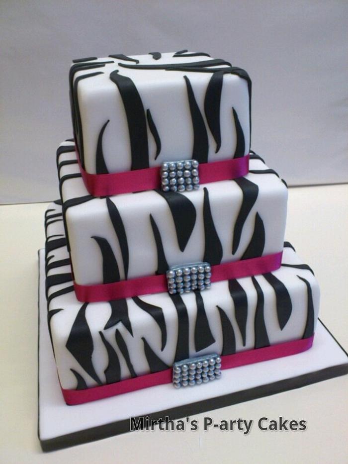 Triple tier Zebra cake