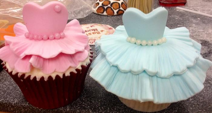 pink blue princess ball gown cupcakes
