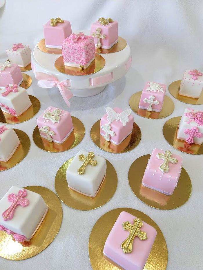 First communion mini cakes