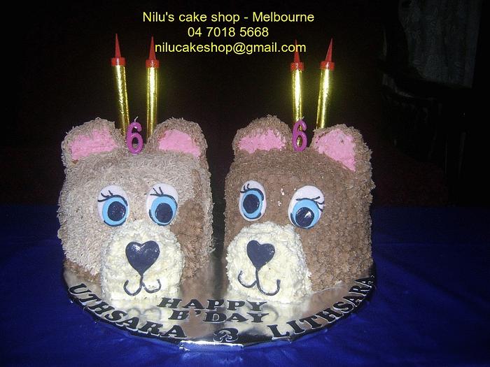 Cute Bear Cake for Twins