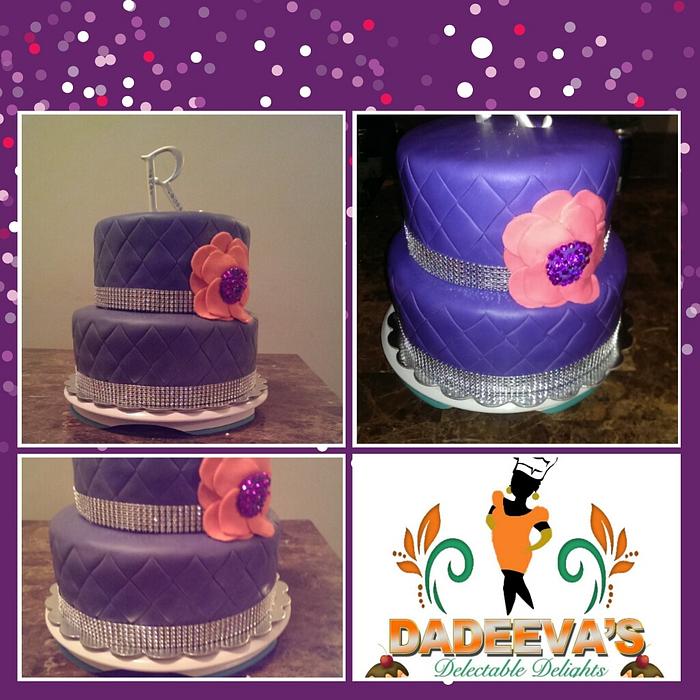 Purple and pink engagement cake