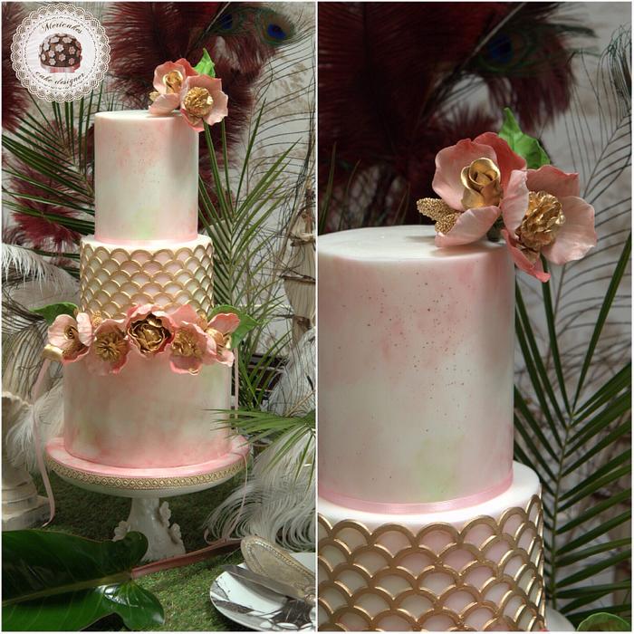 Chic Flowers Crown Wedding Cake by Mericakes