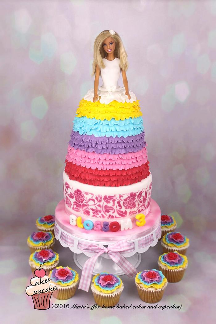 Rainbow Barbie cake