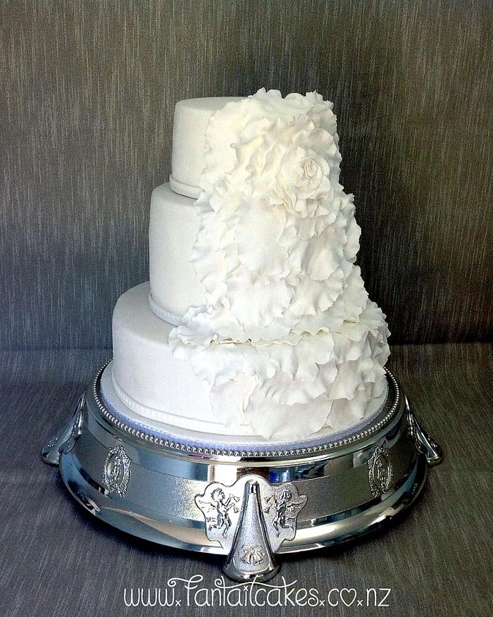 White on white wedding cake
