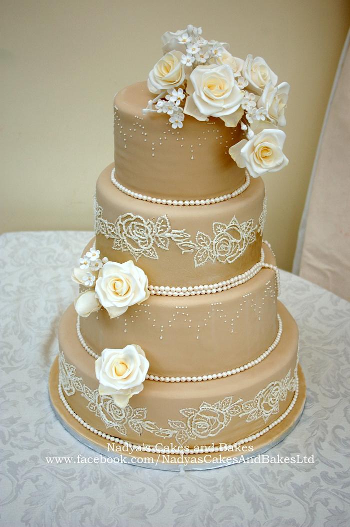 champagne and ivory cake