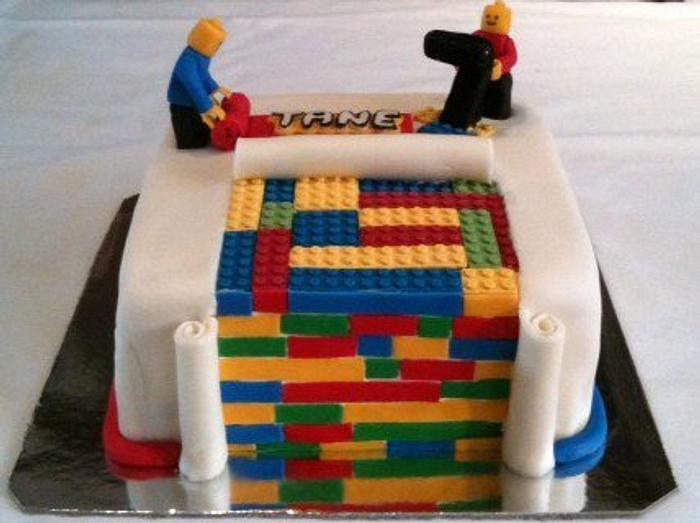 lego inspired rainbow cake