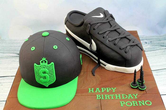 Baseball Cap and Nike shoe