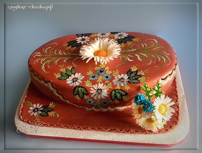 Cake "Daisies", hand-painted