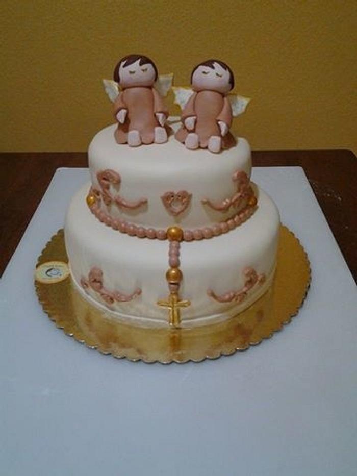 twins baptism cake
