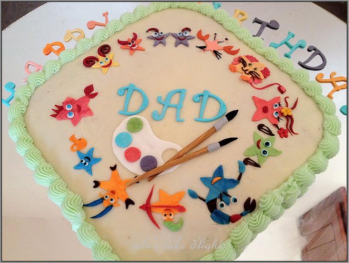 Cake with Zodiac signs & art pallette for a DAD