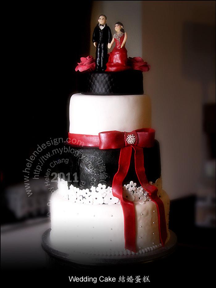 Red/White/Black Wedding Cake