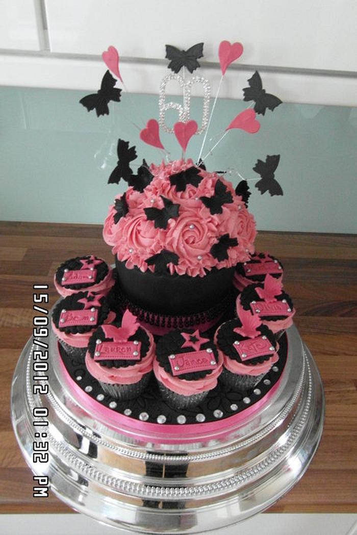 Pink & Black giant cupcake