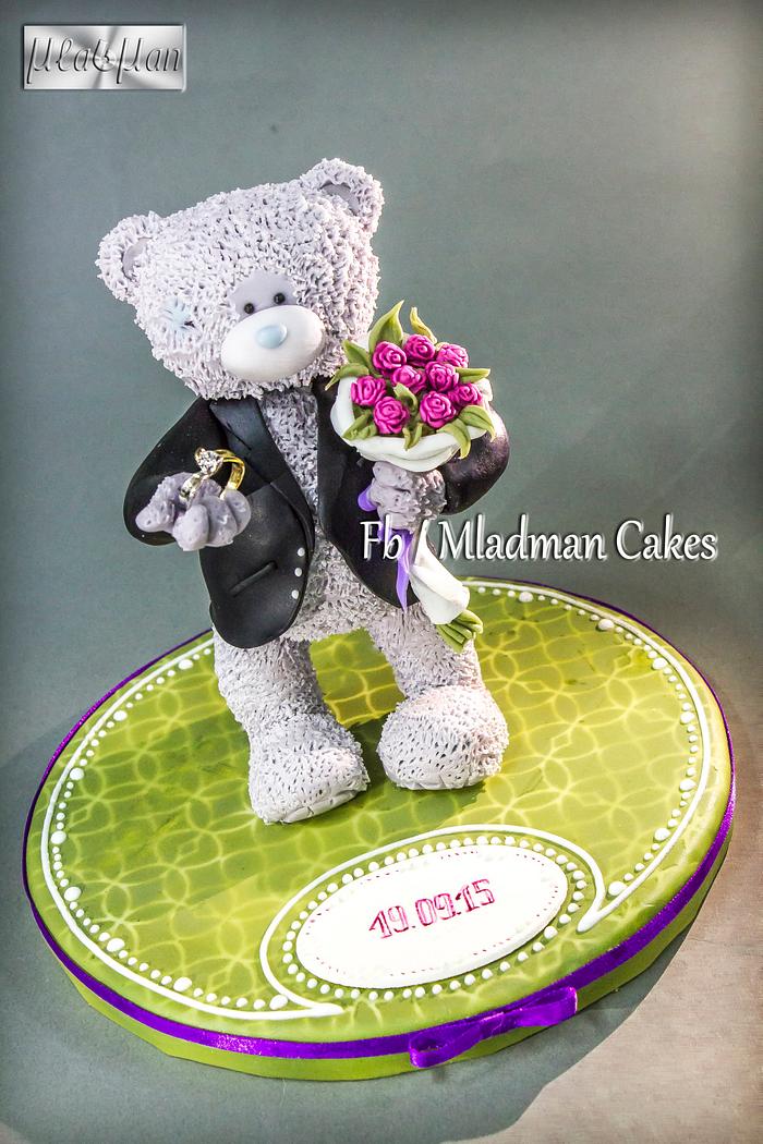 One original and sweet marriage proposal... Teddy Bear Cake Top