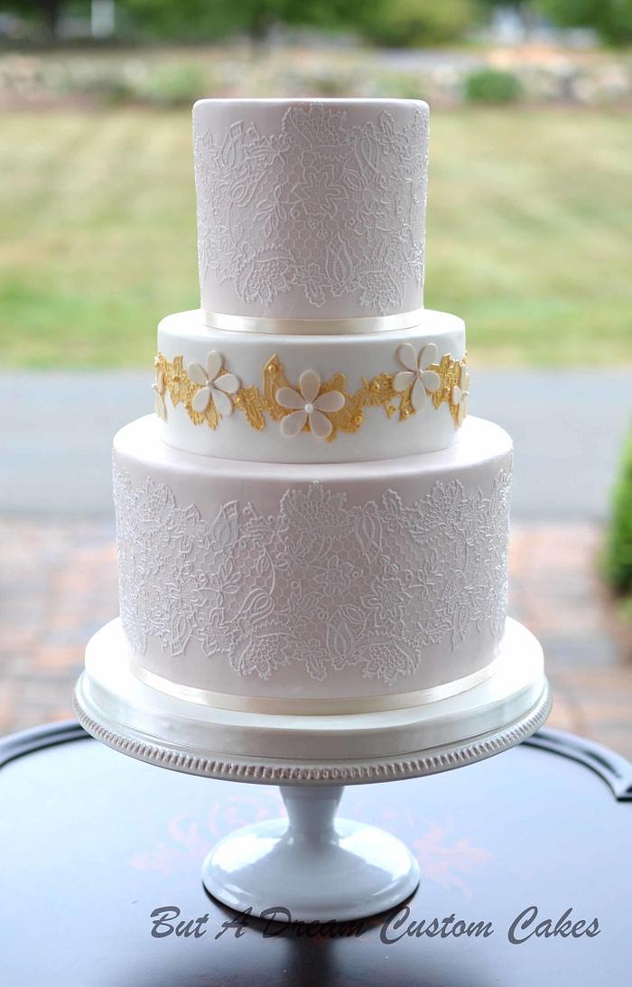 Blush and Lace Wedding Cake