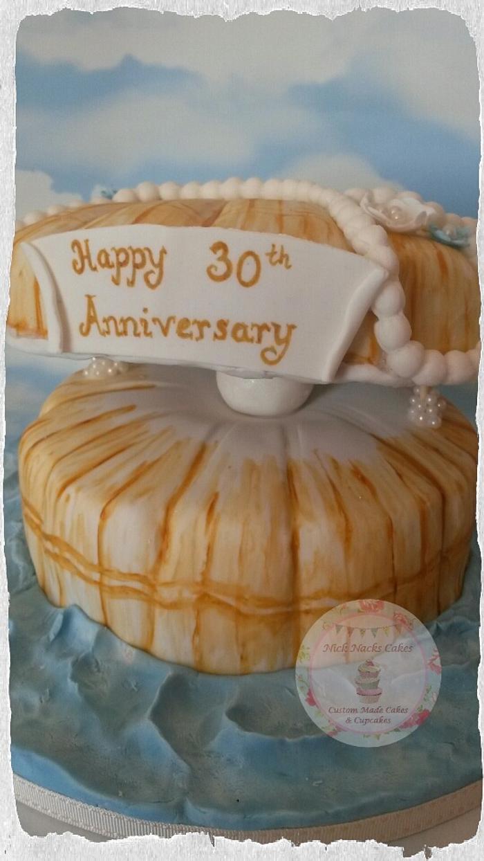 Pearl Oyster Shell Anniversary Cake