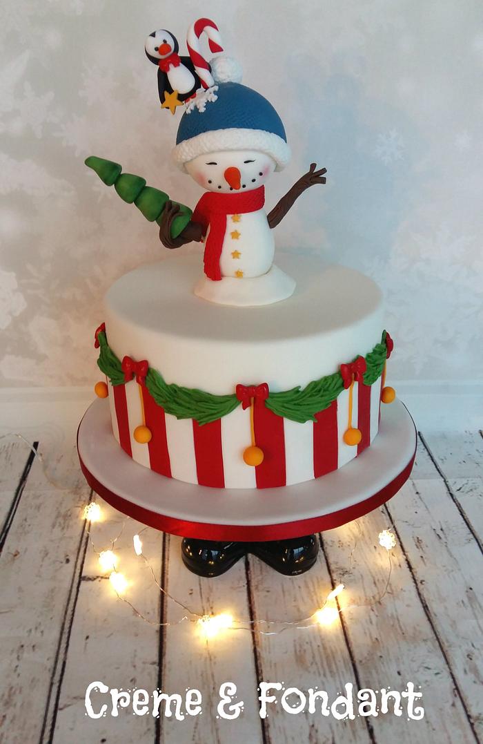 Snowman and pinguin cake