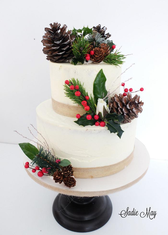 festive rustic wedding cake 