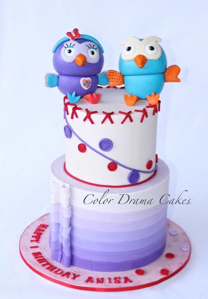 Giggle and hoot cake- purple ombre cake 