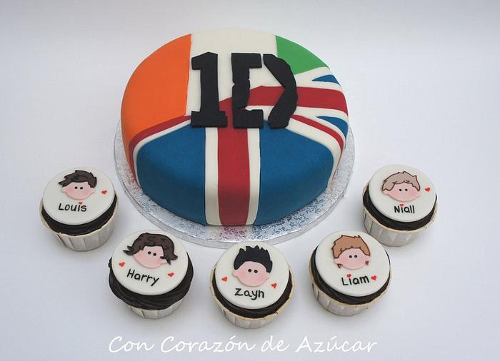 One Direction Cake and Cupcakes